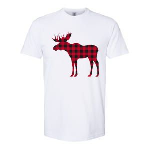 Red Plaid Buffalo Moose Christmas Matching Family Pajama Gift Softstyle CVC T-Shirt