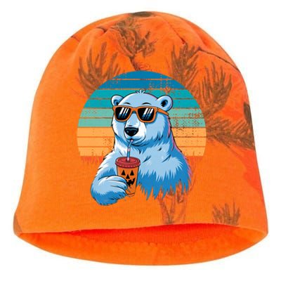 Retro Polar Bear In Sunglasses Halloween Funny Polar Bear Kati - Camo Knit Beanie