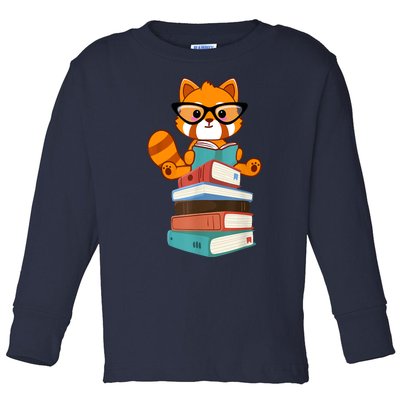 Red Pandas Book Lover Bookworm Cute Red Panda Reader Toddler Long Sleeve Shirt