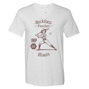 Rockford Peaches Baseball Team V-Neck T-Shirt