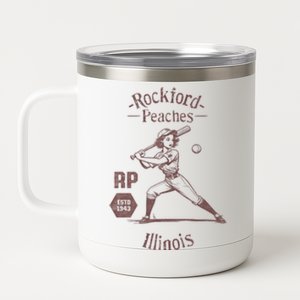 Rockford Peaches Baseball Team 12 oz Stainless Steel Tumbler Cup