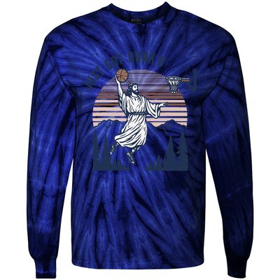 Retro Playing Basketball Funny Christians Tie-Dye Long Sleeve Shirt