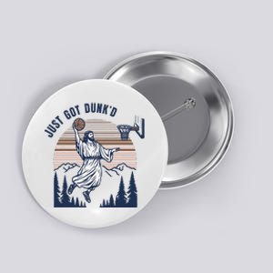 Retro Playing Basketball Funny Christians Button