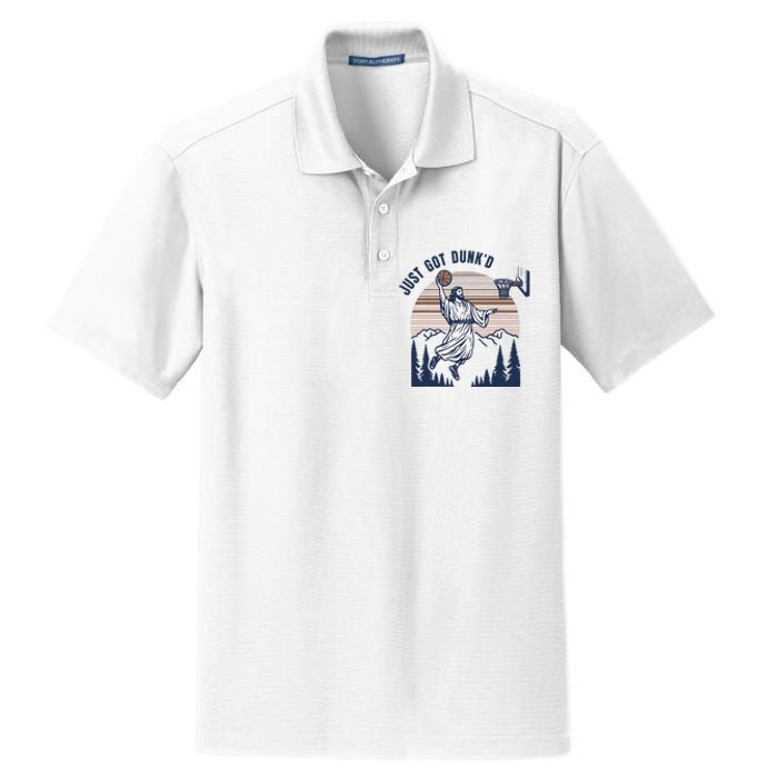 Retro Playing Basketball Funny Christians Dry Zone Grid Polo