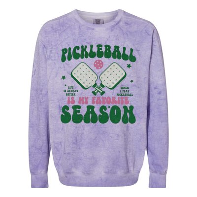 Retro Pickle Ball Is My Favorite Season Colorblast Crewneck Sweatshirt