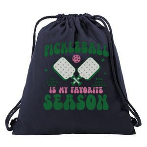 Retro Pickle Ball Is My Favorite Season Drawstring Bag