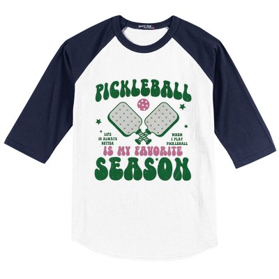 Retro Pickle Ball Is My Favorite Season Baseball Sleeve Shirt