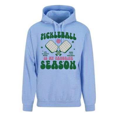 Retro Pickle Ball Is My Favorite Season Unisex Surf Hoodie