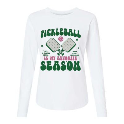 Retro Pickle Ball Is My Favorite Season Womens Cotton Relaxed Long Sleeve T-Shirt