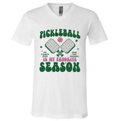 Retro Pickle Ball Is My Favorite Season V-Neck T-Shirt