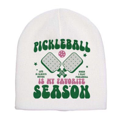 Retro Pickle Ball Is My Favorite Season Short Acrylic Beanie