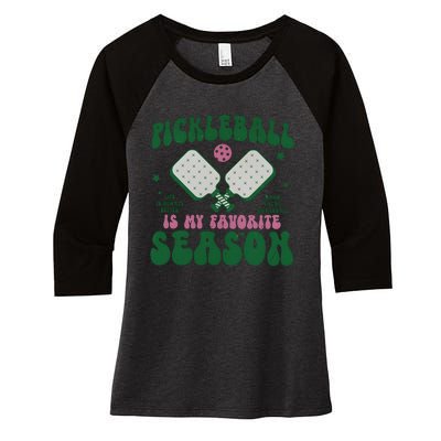 Retro Pickle Ball Is My Favorite Season Women's Tri-Blend 3/4-Sleeve Raglan Shirt