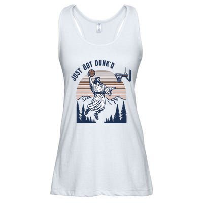 Retro Playing Basketball Funny Christians Ladies Essential Flowy Tank