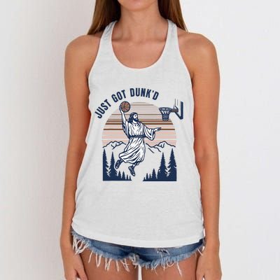 Retro Playing Basketball Funny Christians Women's Knotted Racerback Tank