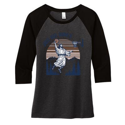 Retro Playing Basketball Funny Christians Women's Tri-Blend 3/4-Sleeve Raglan Shirt