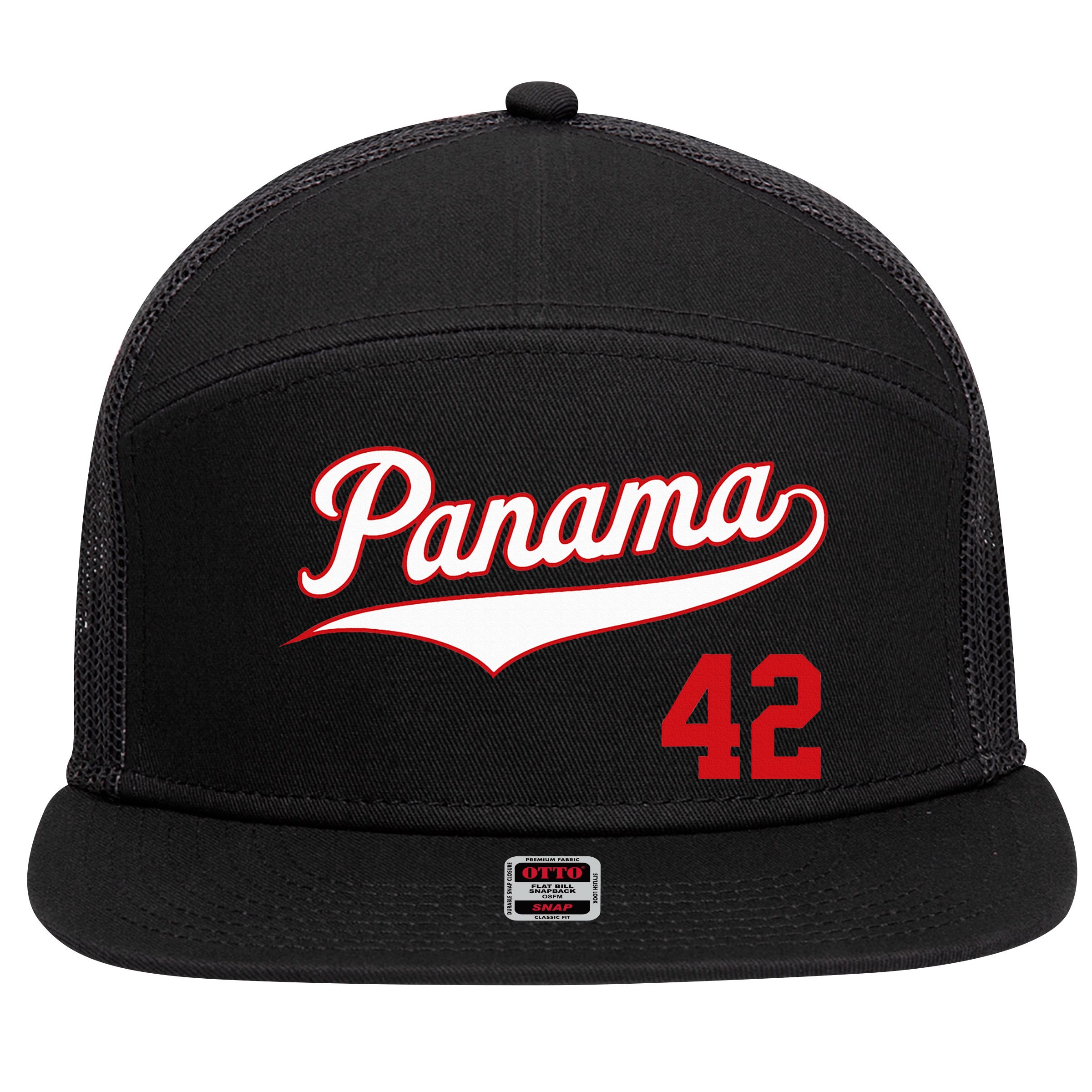 Retro Panama Baseball Soccer Futbol Beisbol 42 7 Panel Mesh Trucker Snapback Hat