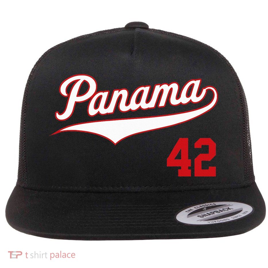 Retro Panama Baseball Soccer Futbol Beisbol 42 Flat Bill Trucker Hat
