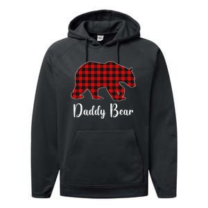 Red Plaid Bear Christmas Pajama Daddy Matching Family Dad Performance Fleece Hoodie