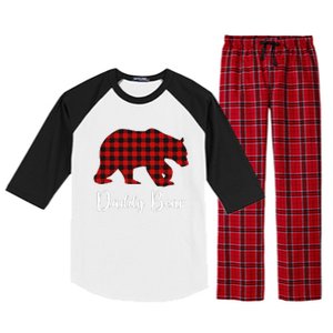 Red Plaid Bear Christmas Pajama Daddy Matching Family Dad Raglan Sleeve Pajama Set