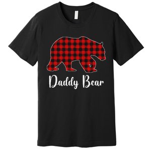 Red Plaid Bear Christmas Pajama Daddy Matching Family Dad Premium T-Shirt