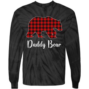 Red Plaid Bear Christmas Pajama Daddy Matching Family Dad Tie-Dye Long Sleeve Shirt