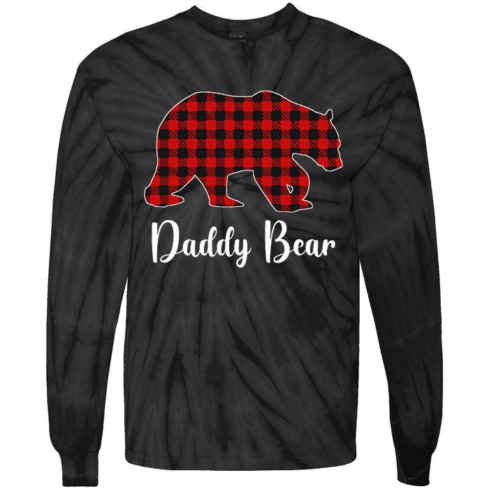 Red Plaid Bear Christmas Pajama Daddy Matching Family Dad Tie-Dye Long Sleeve Shirt