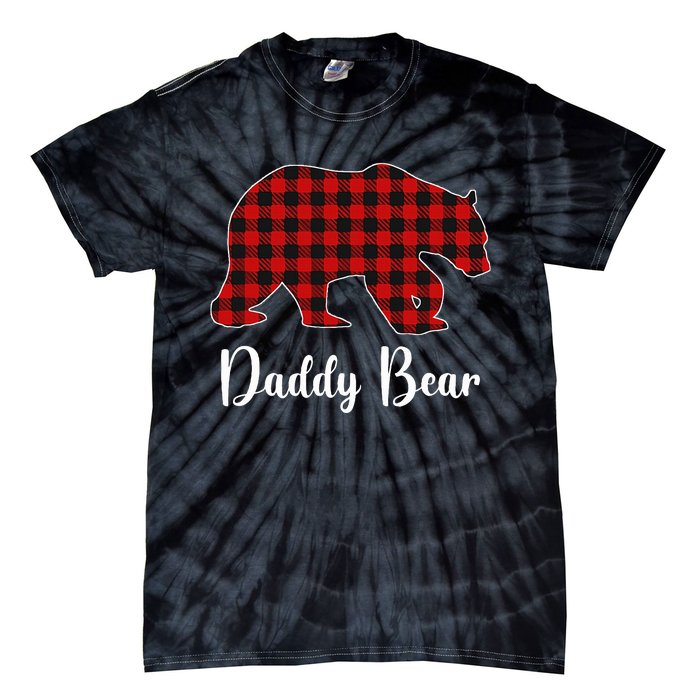 Red Plaid Bear Christmas Pajama Daddy Matching Family Dad Tie-Dye T-Shirt