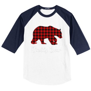 Red Plaid Bear Christmas Pajama Daddy Matching Family Dad Baseball Sleeve Shirt