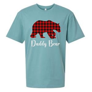 Red Plaid Bear Christmas Pajama Daddy Matching Family Dad Sueded Cloud Jersey T-Shirt