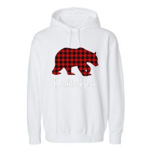 Red Plaid Bear Christmas Pajama Daddy Matching Family Dad Garment-Dyed Fleece Hoodie