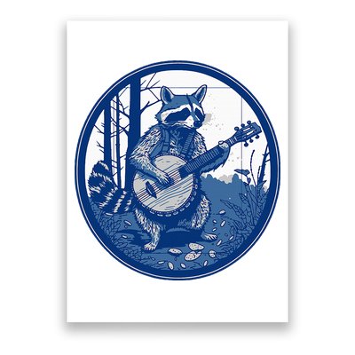 Raccoon Playing Banjo Vintage Cottagecore Poster