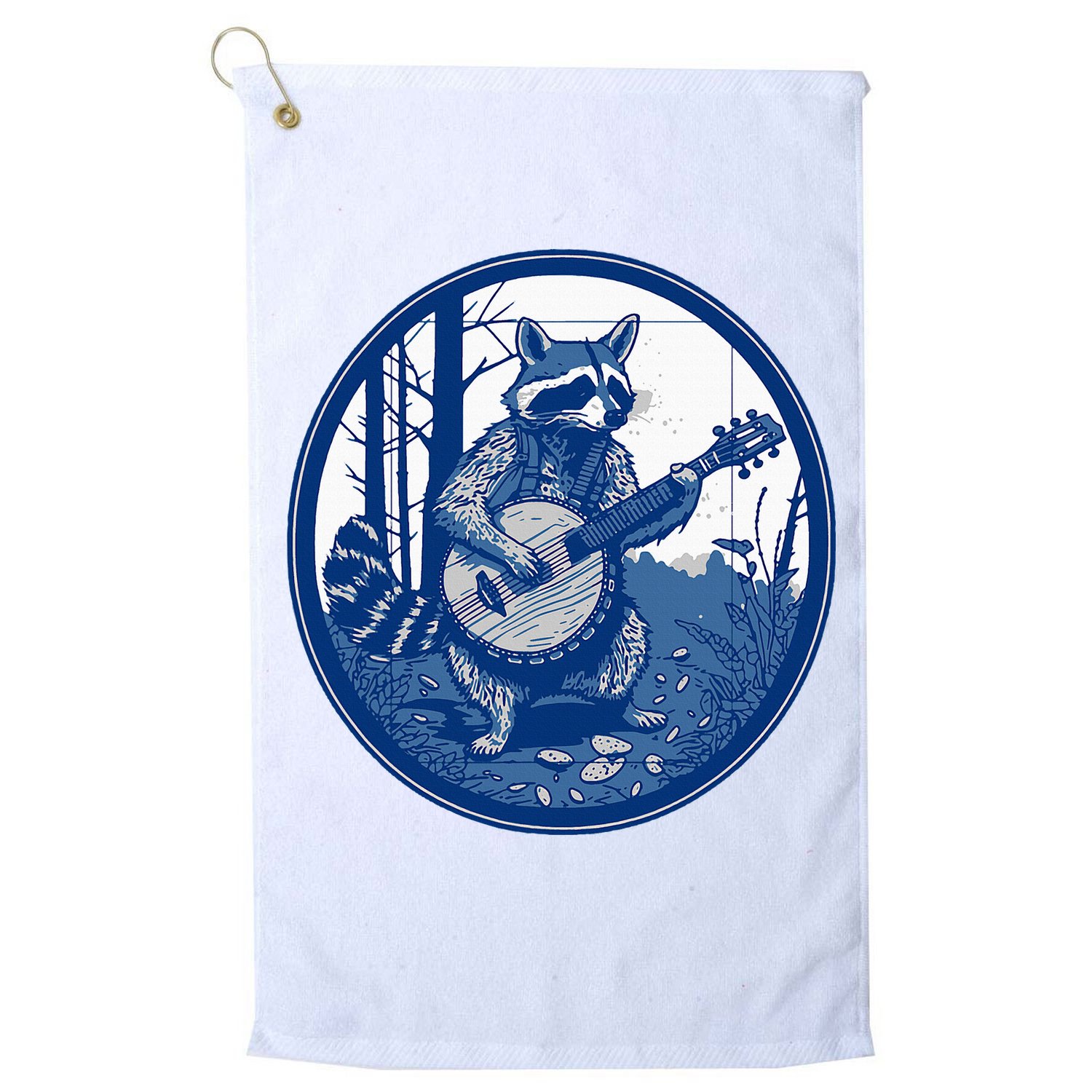 Raccoon Playing Banjo Vintage Cottagecore Golf Towel
