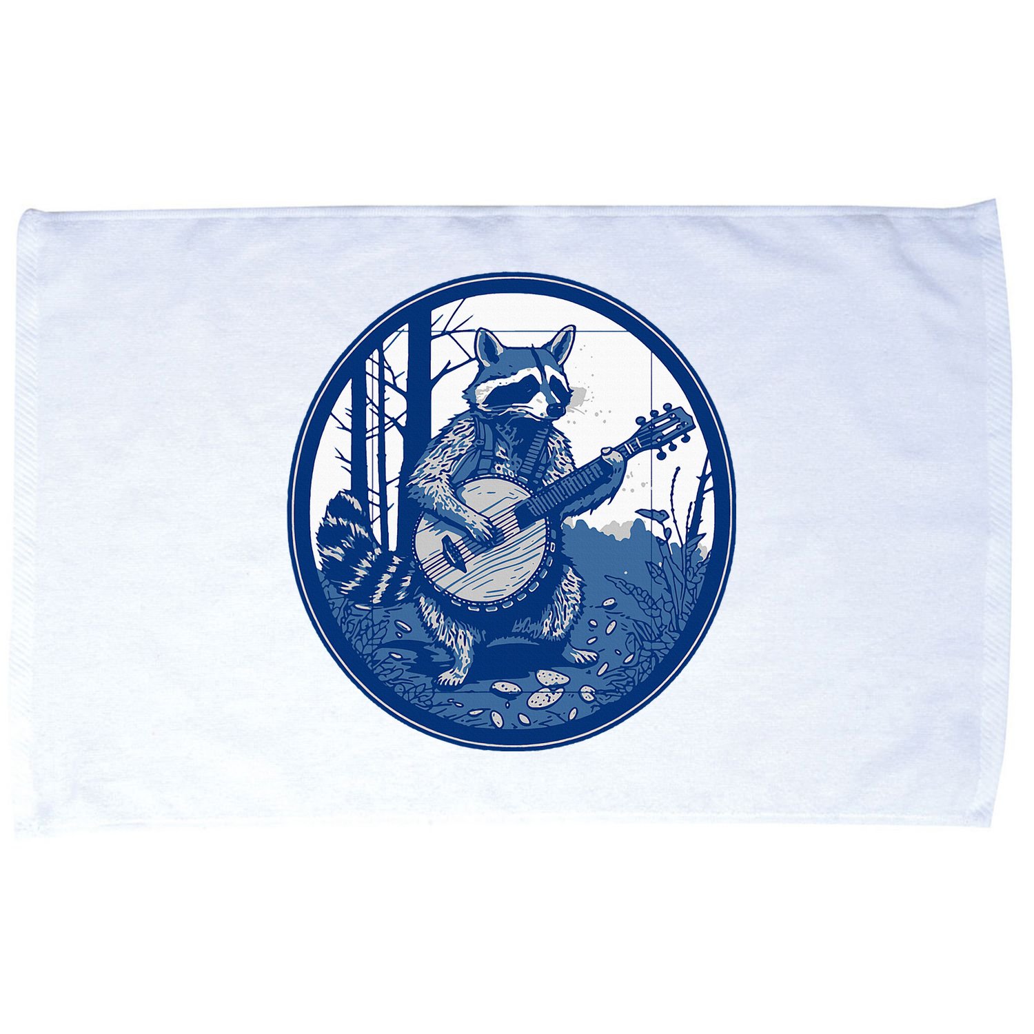 Raccoon Playing Banjo Vintage Cottagecore Microfiber Hand Towel
