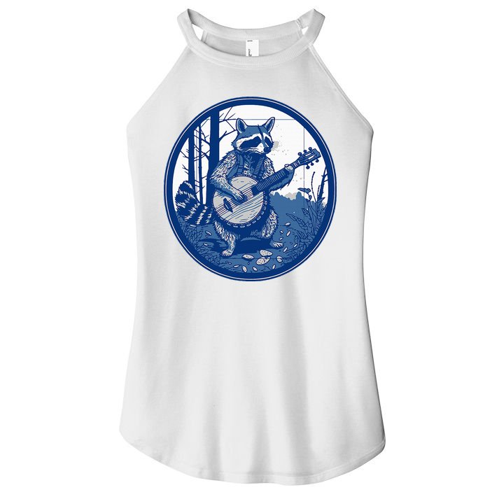 Raccoon Playing Banjo Vintage Cottagecore Women's Perfect Tri Rocker Tank