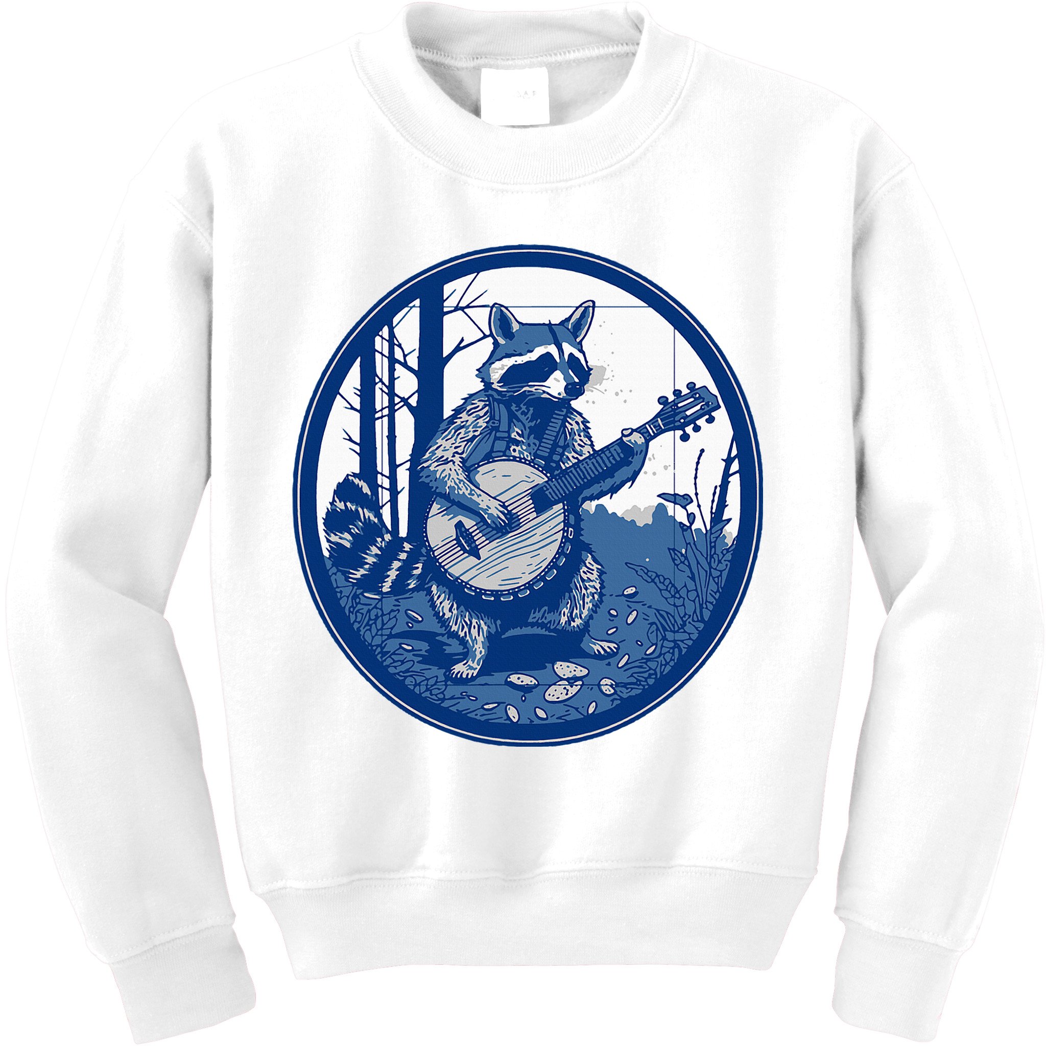 Raccoon Playing Banjo Vintage Cottagecore Kids Sweatshirt