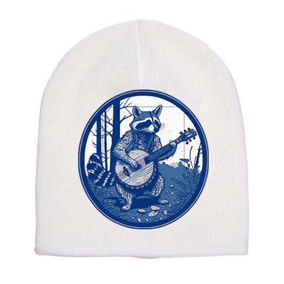 Raccoon Playing Banjo Vintage Cottagecore Short Acrylic Beanie