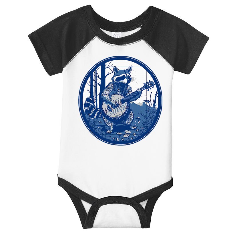 Raccoon Playing Banjo Vintage Cottagecore Infant Baby Jersey Bodysuit