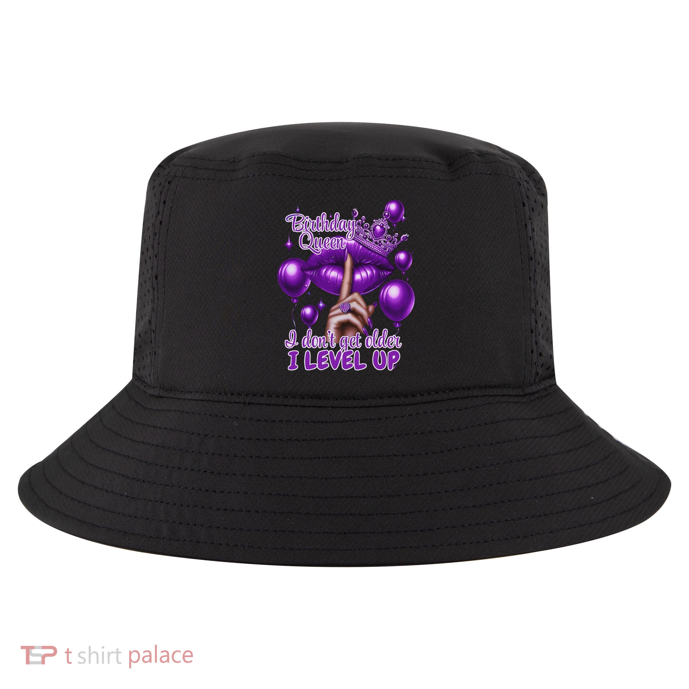 Retro Purple Birthday Queen I Dont Get Older I Level Up Cool Comfort Performance Bucket Hat