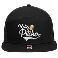 Relief Pitcher Beer And Baseball Funny 7 Panel Mesh Trucker Snapback Hat