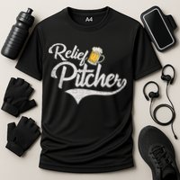 Relief Pitcher Beer And Baseball Funny Cooling Performance Crew T-Shirt