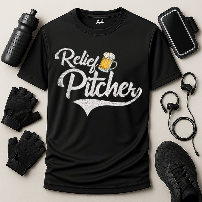 Relief Pitcher Beer And Baseball Funny Cooling Performance Crew T-Shirt