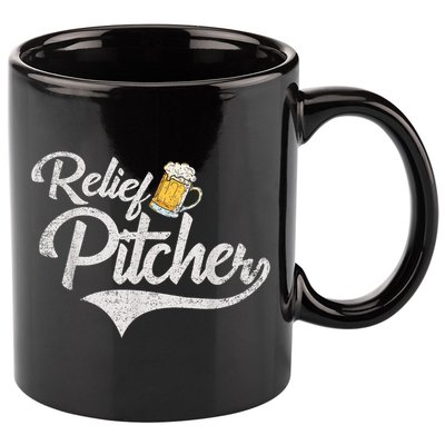 Relief Pitcher Beer And Baseball Funny 11oz C Handle Ceramic Mug