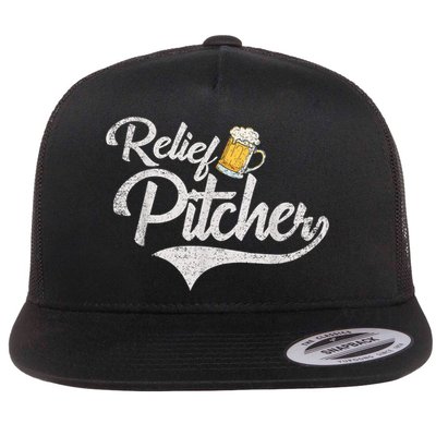 Relief Pitcher Beer And Baseball Funny Flat Bill Trucker Hat