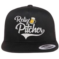 Relief Pitcher Beer And Baseball Funny Flat Bill Trucker Hat