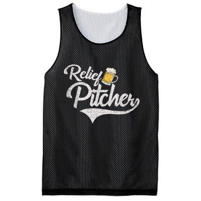 Relief Pitcher Beer And Baseball Funny Mesh Reversible Basketball Jersey Tank