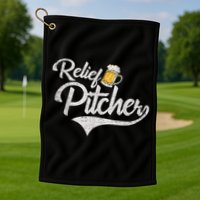 Relief Pitcher Beer And Baseball Funny Golf Towel