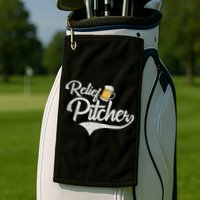 Relief Pitcher Beer And Baseball Funny Golf Towel