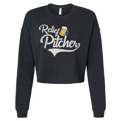 Relief Pitcher Beer And Baseball Funny Cropped Pullover Crew