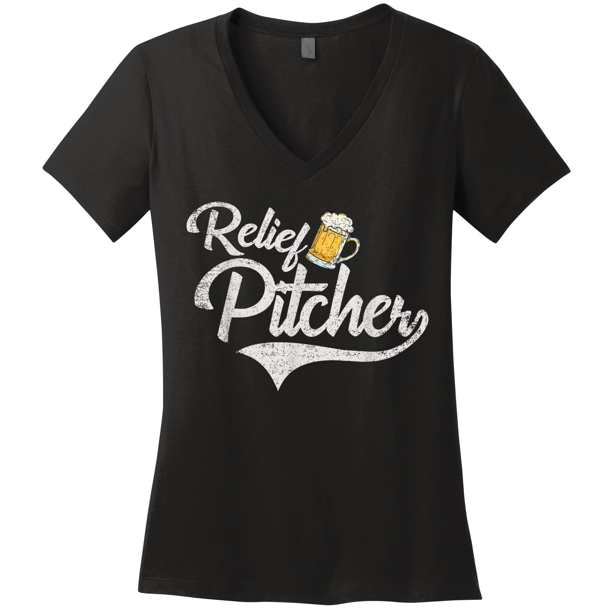 Relief Pitcher Beer And Baseball Funny Women's V-Neck T-Shirt