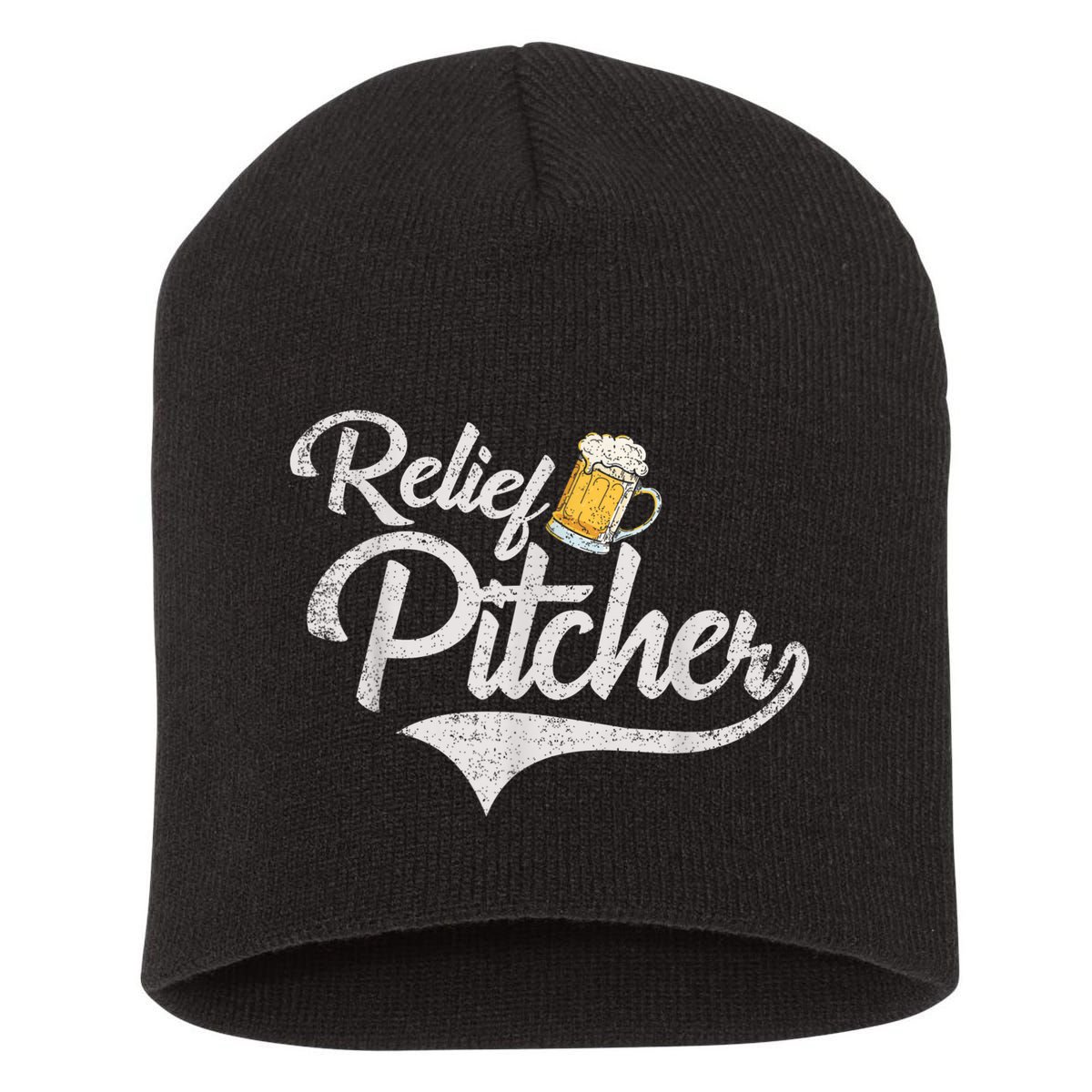 Relief Pitcher Beer And Baseball Funny Short Acrylic Beanie